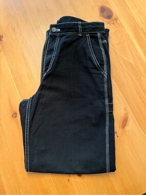 GAP Women’s High-Rise Carpenter Pants – Black with Contrast Stitch - Size 4us